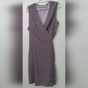 Black and Red Asymmetrical Sheath Dress with V-Neck